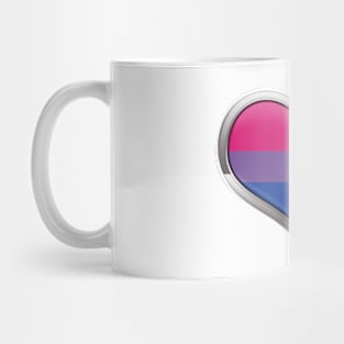 Large Bisexual Pride Flag Colored Heart with Chrome Frame. Mug